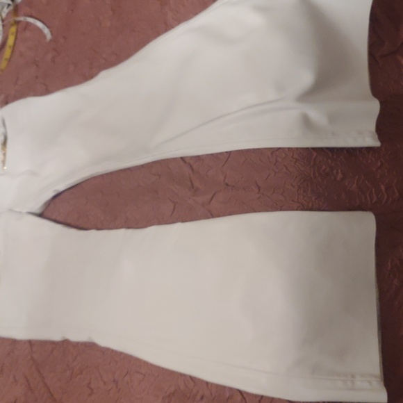 Elegant White Faux leather Flared Pants - Picture 3 of 5